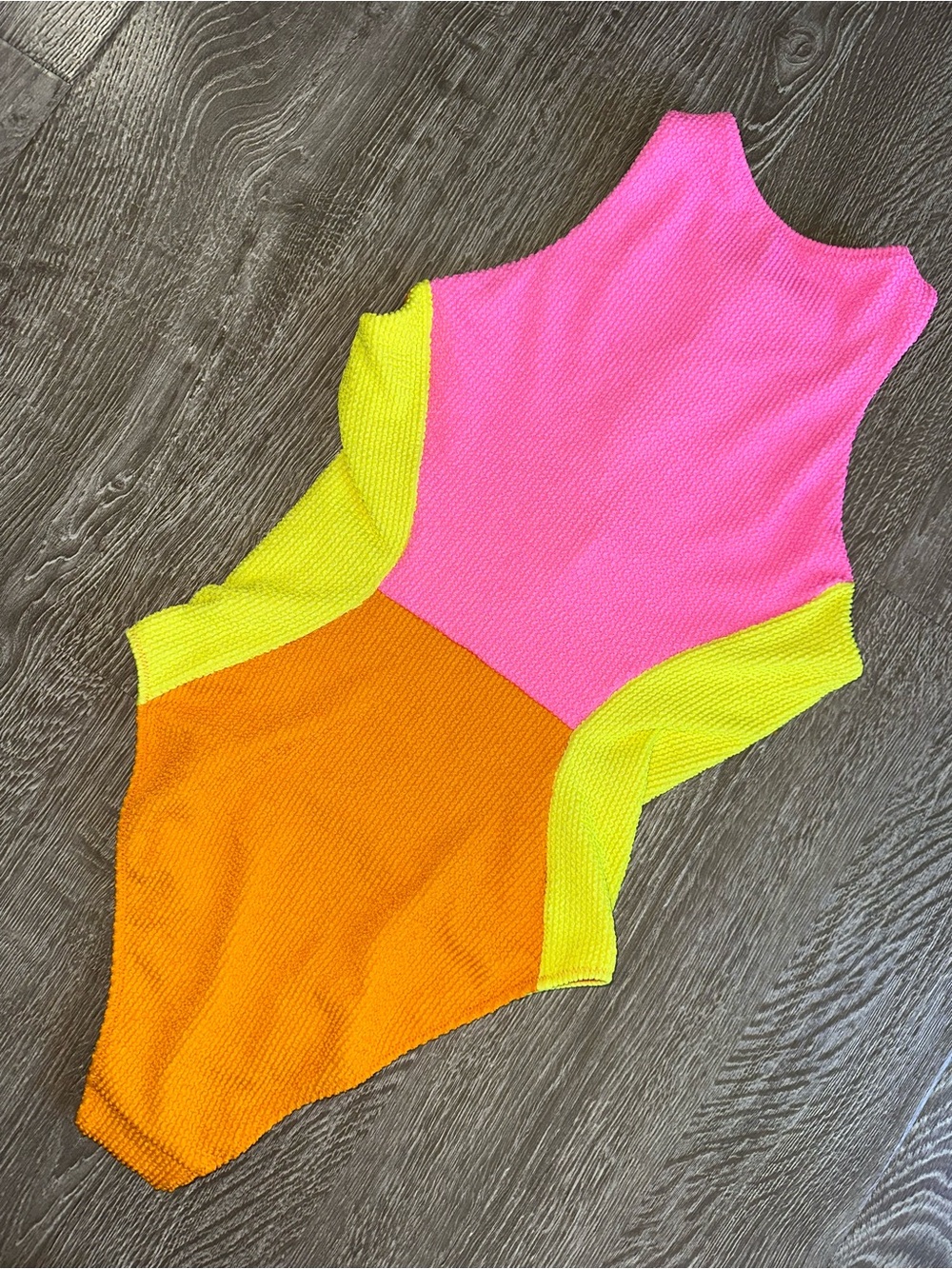 Show Me Your MuMu Colorblock Pink Yellow Orange One-Piece Swimsuit - Picture 3 of 4